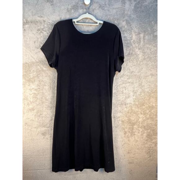 Chico's Dress Size XL Black Liquid Knit Back Tie Cocktail Preppy Holidays Party - Picture 1 of 6